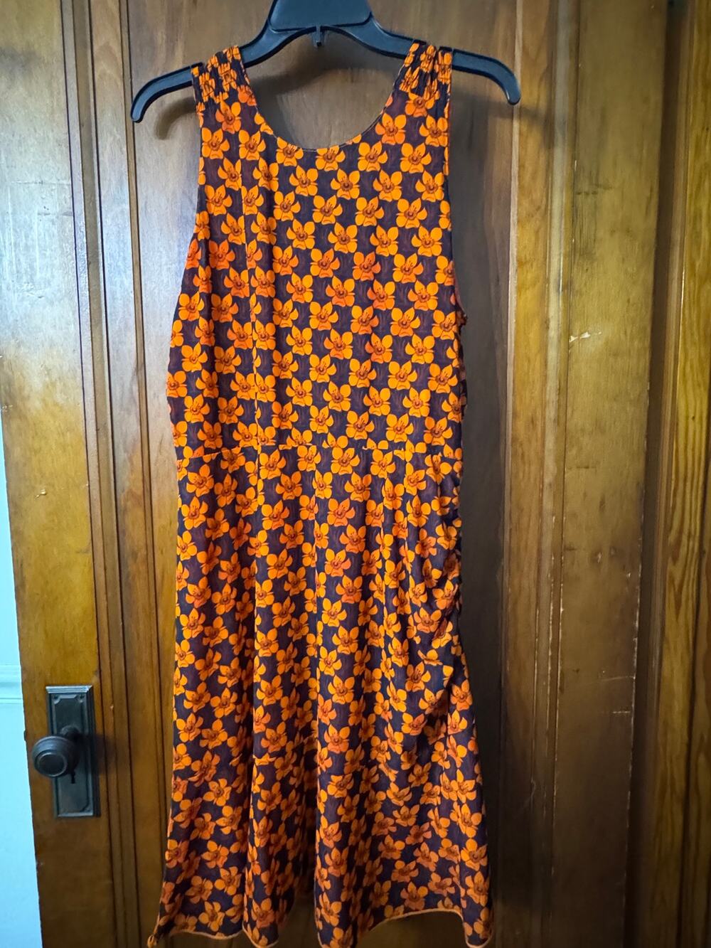 Cabi 6370 Playday Flip Dress L Orange Floral Mesh Reversible